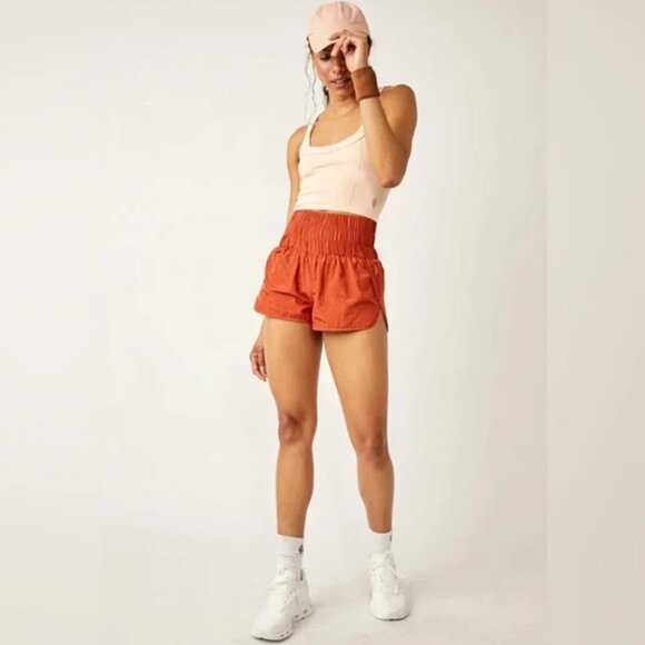 NWOT Free People X Free People Movement The Way Home Shorts Red Earth - Picture 1 of 8